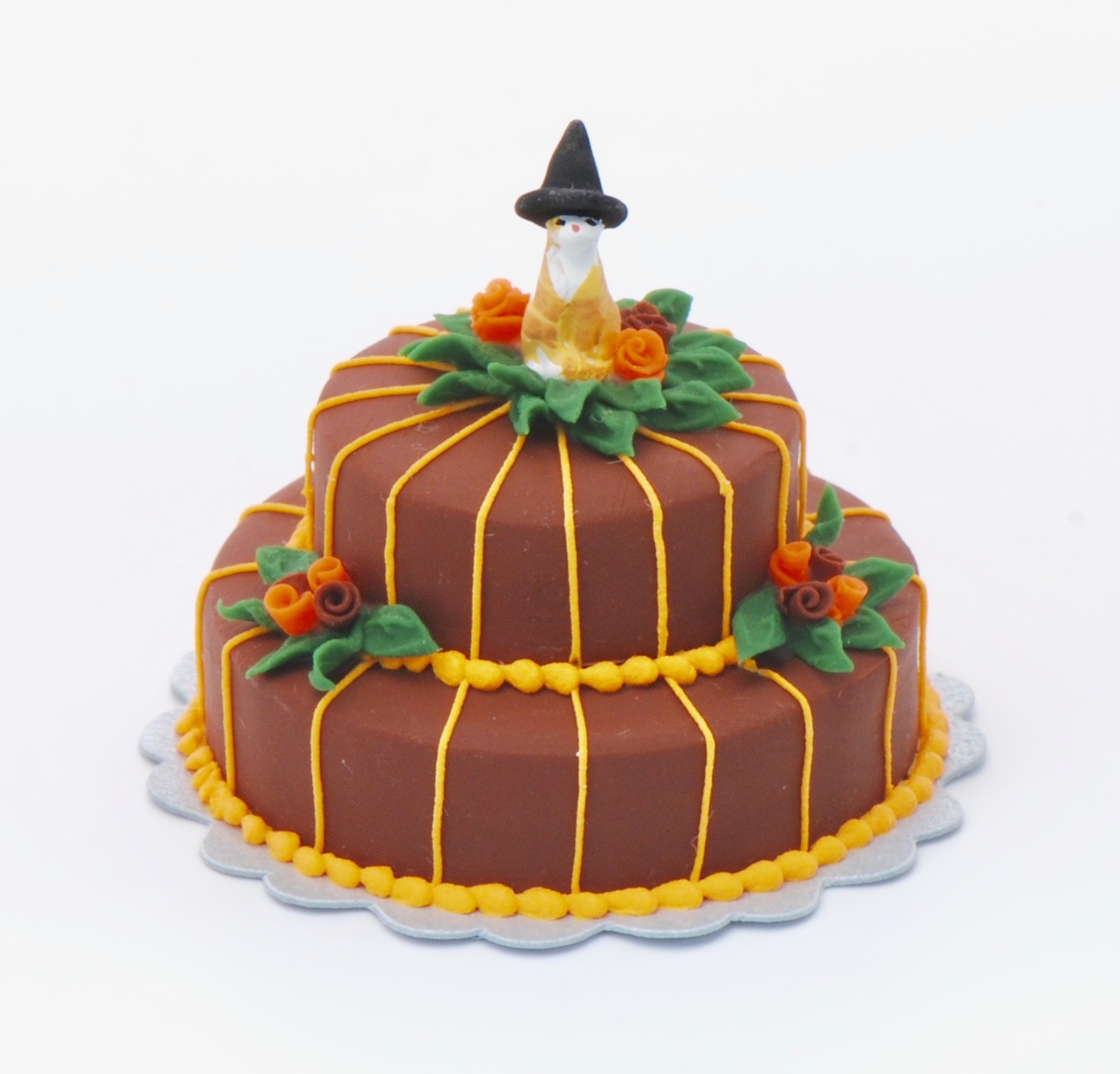 112 2 Tier Halloween Chocolate Kitty Cake Stewart Dollhouse Creations